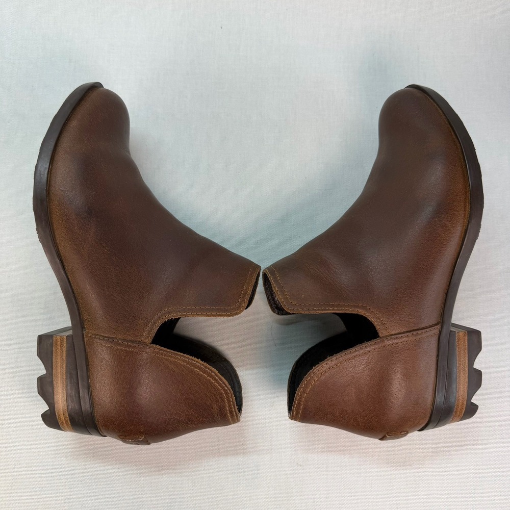 Sorel Boots Womens 7 Lolla Ankle Bootie Brown Leather Cut Out Block NL3780-242 - Picture 9 of 12
